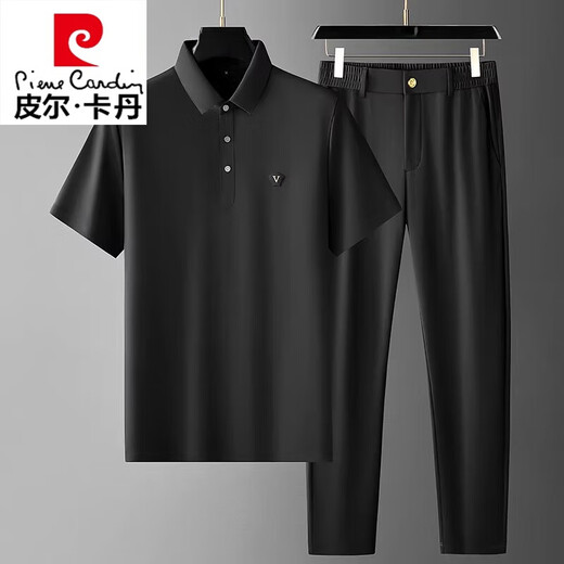 Pierre Cardin (Pierre Cardin) Geschäft und Casual Herren Sports-Anzug 2025 NEUER SOMMER HOLLIGE MIDERNET MIDERLICHE MENDE UND ENDERLE VADDY'S NO-BRENN ICE SILKENSCHAFT 3523 Blau L Geeignet für 120-130jin [Jin entspricht 0,5 kg]