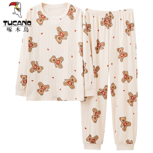 Tucano; Pajama de pájaros carpinteros para mujeres en primavera y otoño Versión coreana de algodón puro Corea de manga larga Traje informal de gran tamaño para el verano y el otoño Invierno La ropa de la casa se puede usar fuera de GXT9923 2XL (recomendado 130-145 Jin [Jin iguala 0.5 kg])