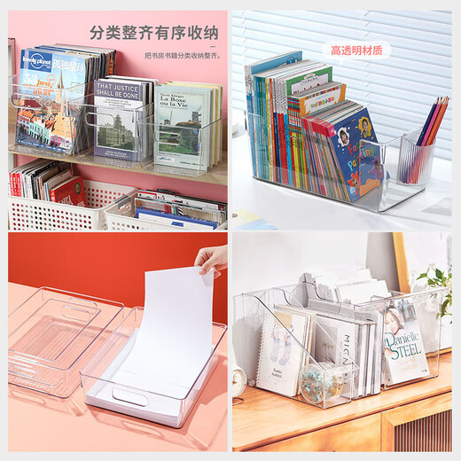 [Good Office Helper] A4 Storage Box Basket Desktop Transparente Acrylbücher Dokument Papierbuch Make -up 4877. Seite U Transparent Korb - mittelgroß 1 Haustier hoch