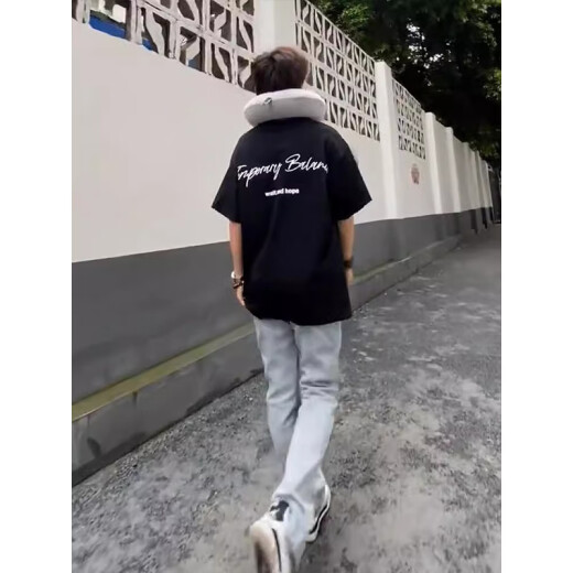 POUM短袖t恤男2025夏季宽松美式高街潮牌字母印花体恤衫上衣 YGWP-M691黑色 M