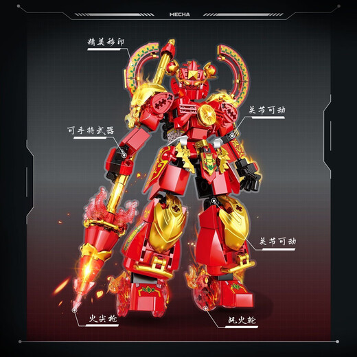 Mindi 2025 Nuevos bloques de construcción de grano pequeño Nezha Mecha Boy ensamblado Juguetes de 6 a 12 años Regalo nuevo AO Bing Mecha 1342 High Partence 48cn