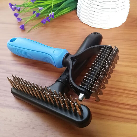 Dog hair brush depilation comb long-haired Alaskan Border Collie Golden Retriever special large dog nail rake comb old style double row comb + large knot opener
