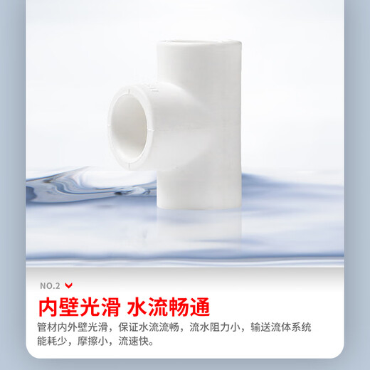 Lesso (LESSO) PPR water pipe accessories 6 minutes 25 hot melt 90 equal diameter tee water pipe tee connector white dn25 (5 pieces/piece)