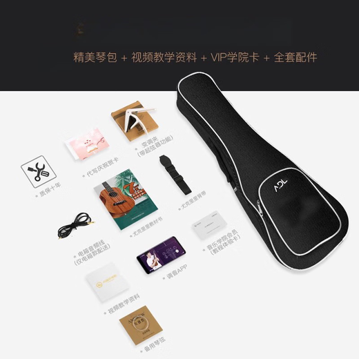 骊歌【德国】正品单板尤克里里女初学者男生乐器小吉他学生儿童礼物 珍贝黑色 23英寸