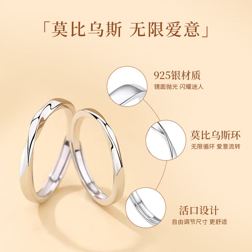 ALLOVE Mobius Couple Ring Men's and Women's Proposal Silver Pair Ring Birthday Gift for Girlfriend and Wife Practical Wedding Gift