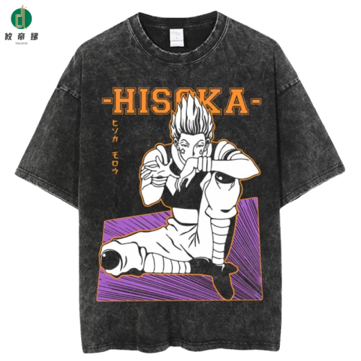 Youdi Harajuku Hip-Hop Camiseta de algodón de algodón Lavado de anime japonés Hunter Hunter Hunter X Hunter B1342 Lavado de negro S