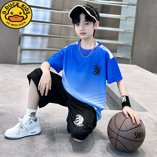 G. DUCKKIDS小黄鸭男童夏装套装中大童篮球服儿童夏季足球羽毛球乒乓球两件套 9905红色 (正码) 120