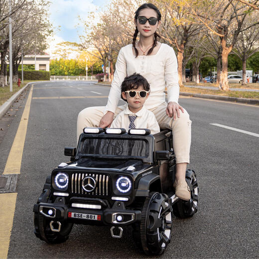 WORK BABY double children's electric car, big G, four wheels, can sit on adults' remote control off-road baby toy car, can sit on people, top with gray + four-wheel drive remote control swing + music bluetooth