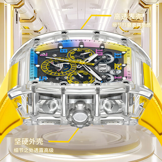 Bugatti (Bonest Gatti) Watch Herren automatische mechanische Uhr Deutsch Neue Kristallschalenschale Luminous Uhr Valentinstagsgeschenk für Freund 9920