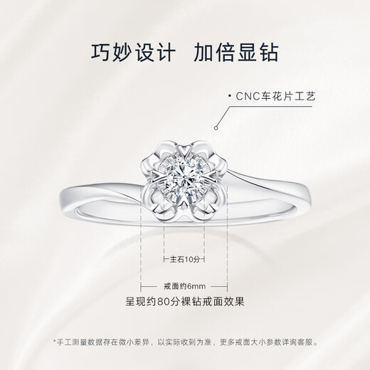 DR Spot Platinum Diamond Ring BELIEVE Snow Kiss Wedding Diamond Ring Confession Anniversary Holiday Gift 70% Users Select Spot Sparkling 6 Points H Color SI1