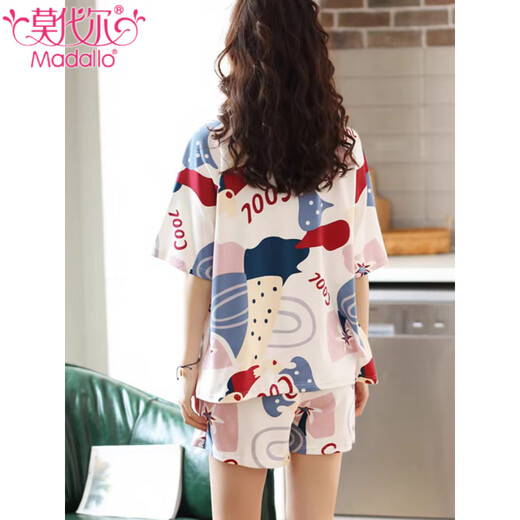 Modal 2025 summer new pajamas for women summer pure cotton short sleeve shorts cotton casual simple student home clothing set Z9859 XL [recommended 115-130Jin [Jin equals 0.5 kg] wear]