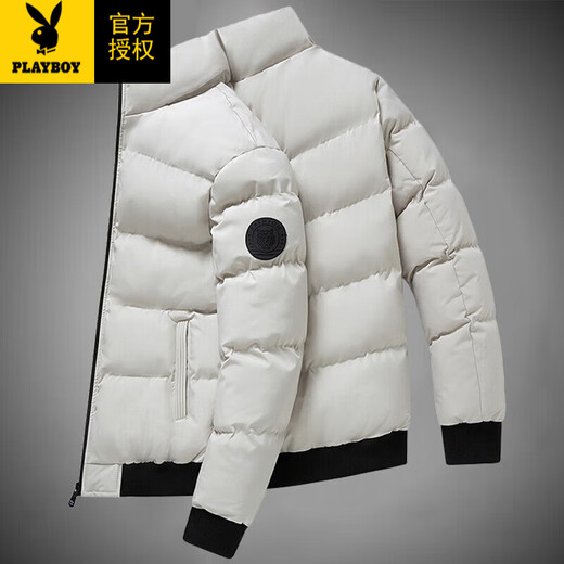 Playboy (Playboy) Jacket de algodón Hombres de otoño e invierno Versión coreana Men más terciopelo engrosado Chaqueta de algodón tibia juvenil juvenil de algodón Top Clothing 10688/947 Black XL