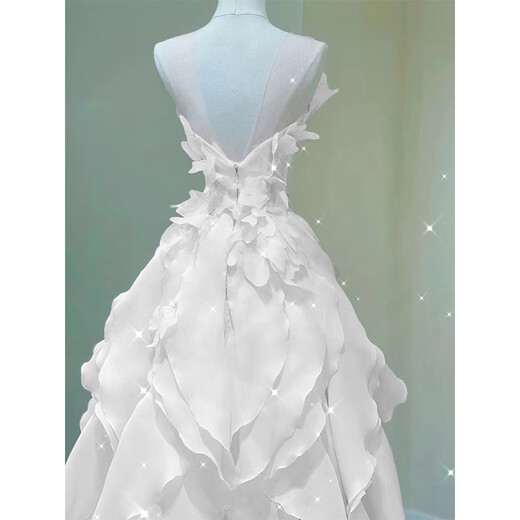 Kang Meishi Super Fairy Hochzeitskleid High-End-Rock Feel Light Luxury Host Bankett Kunst Prüfung Abendkleid Nische Leichtes Engagement weiß Reißverschluss Langstil XL