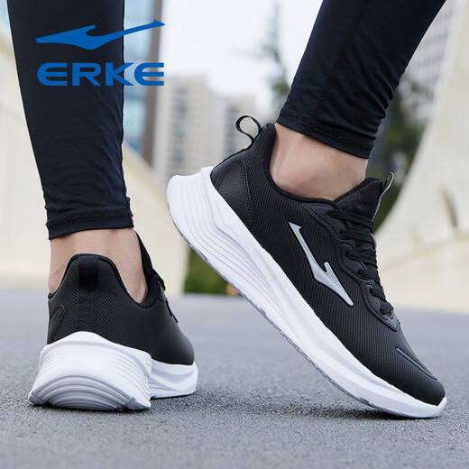 Hongxing Erke Sports Schuhe Herrenschuhe 2025 Neue Sommer Soft Sohle Running Shoes Herren -Mesh Atmungsfreie schwarze Schüler Reiseschuhe, Schwarz/zirkulierender grau 3523 [Lederflächen wasserdicht] 38