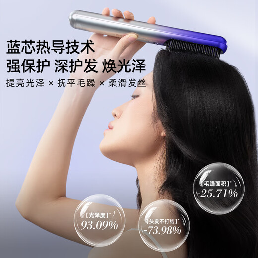 ASHMORE Wireless Straightening Comb Negative Ion Hair Care Dual-Purpose Home Hair Styling Comb Protective Hair Comb Thanksgiving Birthday Gift for Teachers and Leaders Girls Practical AS-SC01A Hai Jianlan 36mm