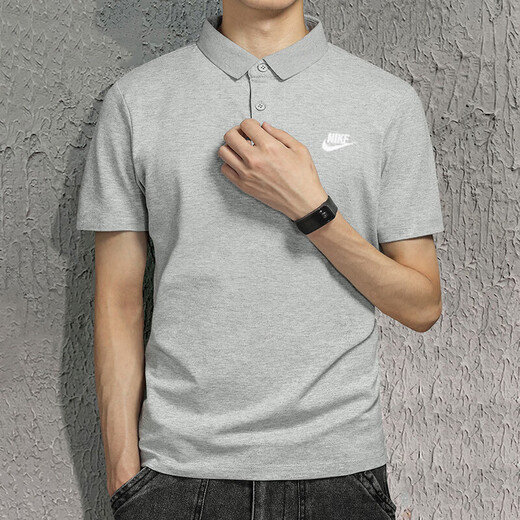 Nike Nike Top de hombres de manga corta, verano, nuevo cómodo, una solapa transpirable de algodón puro, camisa de polo de algodón deportivo y camiseta informal FN3895-063/Recomendación principal L