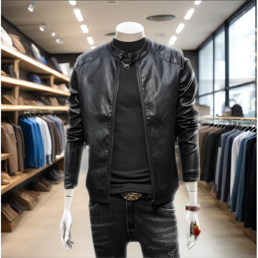 JAGR trendy brand men's leather jacket light business men's motorcycle jacket men's spring and autumn trendy handsome men's jacket trend 7122 black M