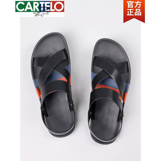 
CARTELO Sandals for men in summer 2025 new fashionable soft-soled beach shoes for men wearing waterproof and non-slip sandals for driving two-piece black 9793 39