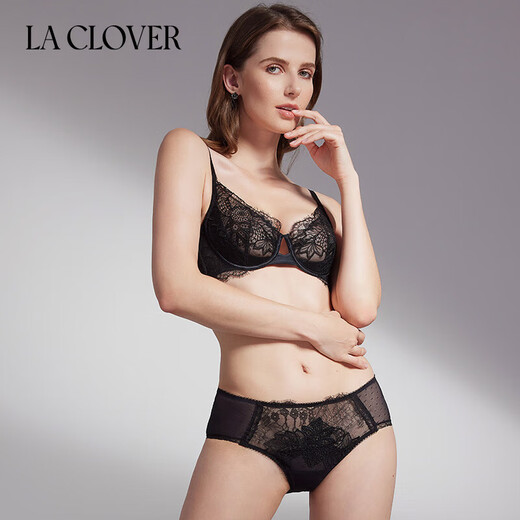 LA CLOVER23AW Magic Garden Sexy Lace Underwear Women's Bra Set LC2024103 Black - Lace Thin Cup 80B 165
