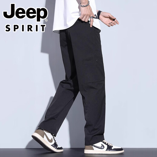 JEEPSPIRIT冰丝休闲裤男士2025夏季薄款阔腿男裤宽松直筒新款运动长裤子男款 6636卡其色 M