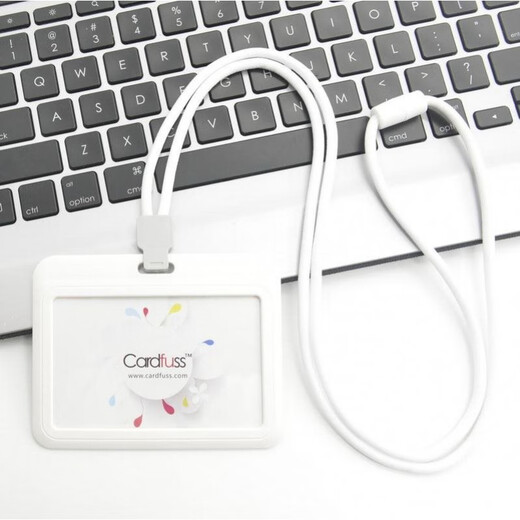 虎罗罗时尚圆绳挂绳吊牌员工牌公交卡工作牌工作证校园卡套卡带学生公交 C5白色横版+9734白色圆绳