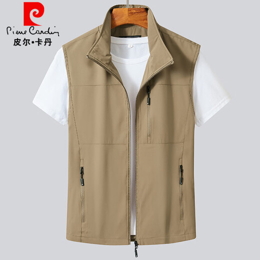 Pierre Cardin Neue Herrenweste Frühling und Herbst Dünne, atmungsaktive Pferdesklammjacke Herren-Gelegenheitsweste mittleren Alters und ältere Mehrfach-Pocket-Weste 99 Meter Weiß 2xl 145-160jin [Jin ist 0,5 kg]