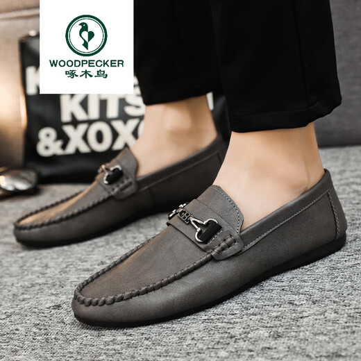 
Woodpecker versatile black work light new breathable men's shoes men's love bean shoes men's casual soft leather comfortable D826 black 41