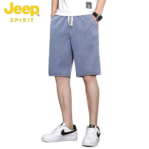 Jeep (Jeep) Pantalones cortos de mezclilla de tenis de tenis Pantalones de cinco puntos para hombres Pantalones holgados de patas anchas de patas