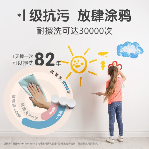 Grete children's paint interior wall latex paint, odor-free wall paint, children's latex paint, environmentally friendly, antibacterial, mildew-proof, formaldehyde-free, adjustable color, Gentle Blue 1592 1kg*1 piece 6kg