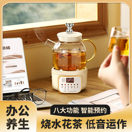 Mini Multifunctional Health Pot for Small Office Mini Home 2024 New Tea Maker Tea Pot Stew Pot Kettle Heat Resistant All-Glass Flower Teapot for One Person Smart Model 0.6L