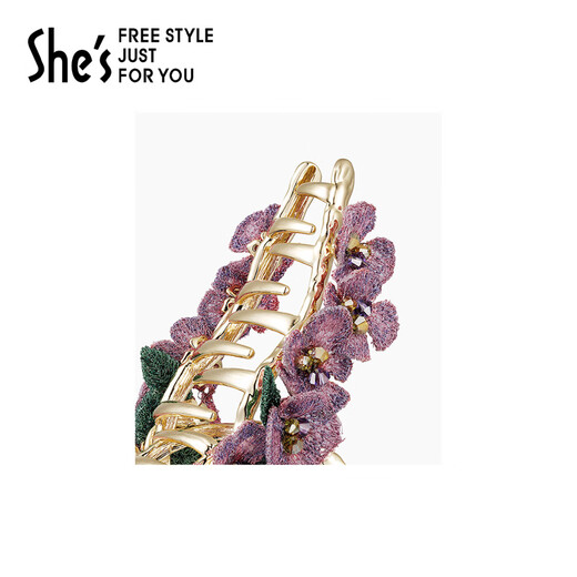 She s Akiko Rousseau Holiday Embroidery Flower Craft Crystal Vertical Grip Shark Clip Hair Clip Hair Accessory Hair Clip Birthday Gift Purple E0