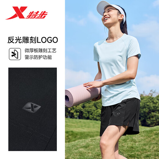 特步（XTEP）五分裤女子夏季吸湿速干运动短裤抗菌运