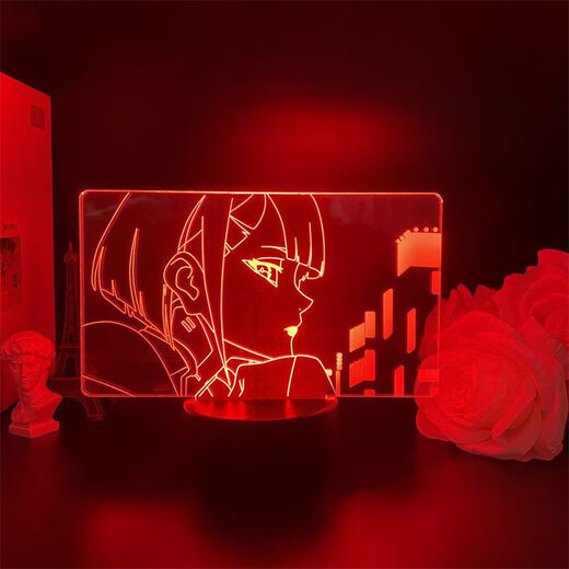橙芯乐园赛博朋克边缘行者周边夜灯usb小夜灯露西日漫玩偶送朋友礼物摆件 3892 露西 白底裂纹7色触控 usb+电池仓
