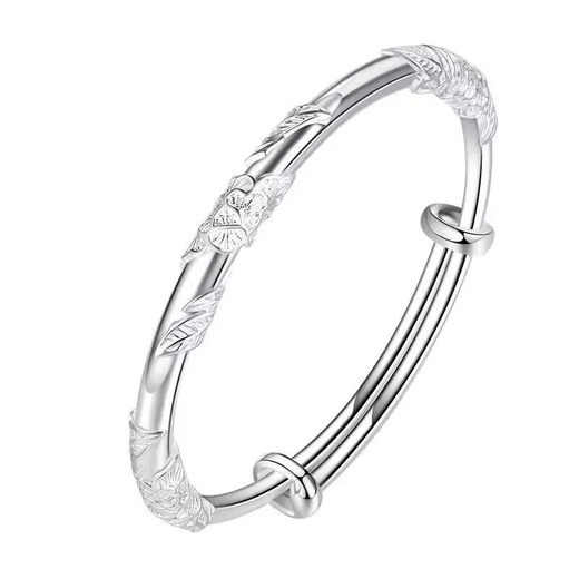 BZK9999 Sterling Silber Armband Festblumung und Ziehen Sie Fuß Silber Armband Valentinstag Fortune [9999 Sterling Silber] Blüten wie Brokathände 17,688 Gramm [9888] 10% Rabatt