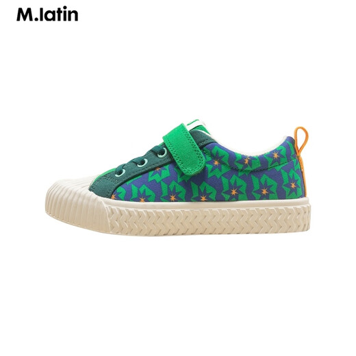 马·拉丁（M.Latin）女大童印花拼色帆布鞋12401S201X 灰粉红 34