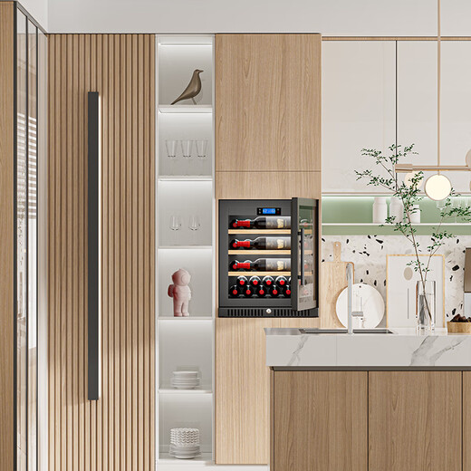 Curtis 25 New Seamless Fully Embedded Compressor Red Wine Cabinet Constant Temperature Wine Cabinet Embedded Hidden Wine Tea Refrigerator Design 32 Bottle Household Special Wine Cabinet Fully Embedded One Air-cooled Red Wine 0.63 Meters High