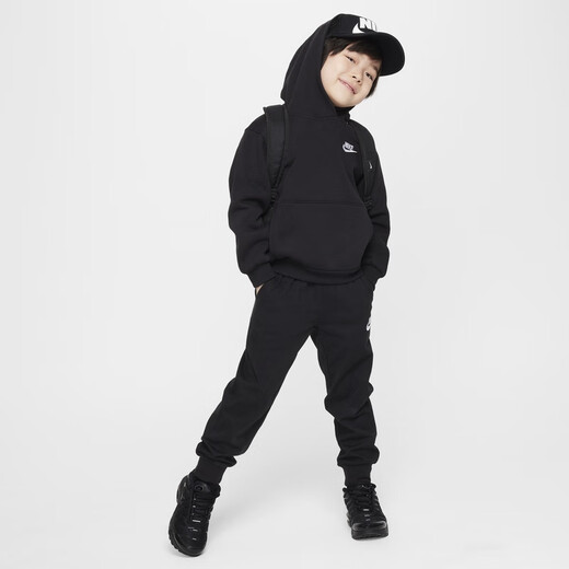 耐克幼童针织长裤秋季男童锥形针织棉运动裤官方NIKE CLUB HM9272 010黑 120 M