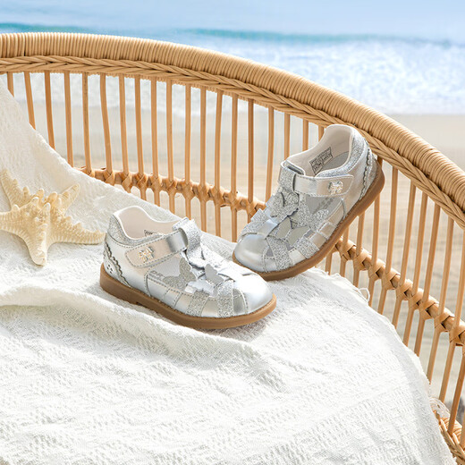 Dr. Jiang Summer Girl Prinzessin Baotou Sandalen lässige Kleinkinder Baby Klettmutter Kinder Sandalen Silber 22 Fuß Länge ca.