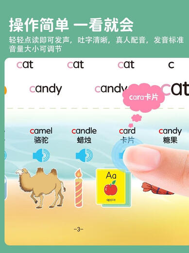 笑炎儿童26个英文字母点读书幼儿早教英语单词学习机中英双语有声绘本 早教识字点读书--充电款