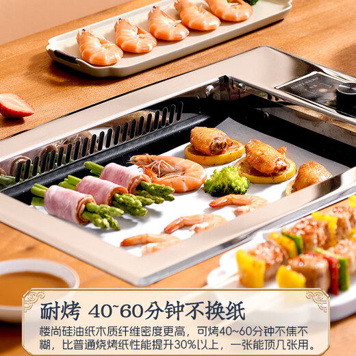 Loushang barbecue paper, oil-absorbing paper, baking paper, baking paper, barbecue paper, special paper for oven, baking paper, silicone oil paper 30x20cm*60 sheets