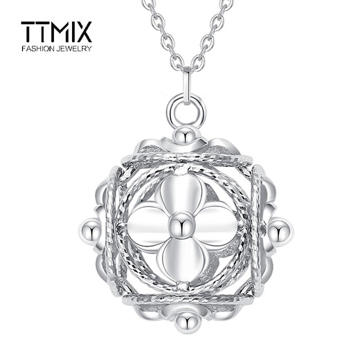 TTMIX embroidery ball platinum pendant new Chinese style pt950 women's hollow gold necklace for girlfriend flash o chain small size 4.3-4.5g 43+3cm