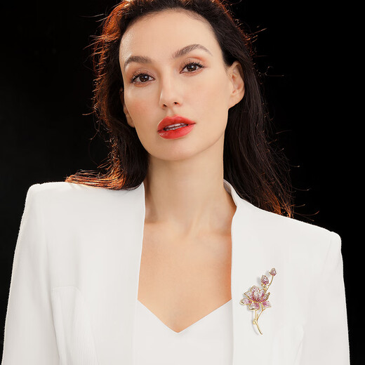 Oppenheimer benheart lotus brooch Anmei lotus corsage fashionable design niche light luxury high-end pin accessories gift for women Brooch-Zhuo Xinlian Champagne Gold