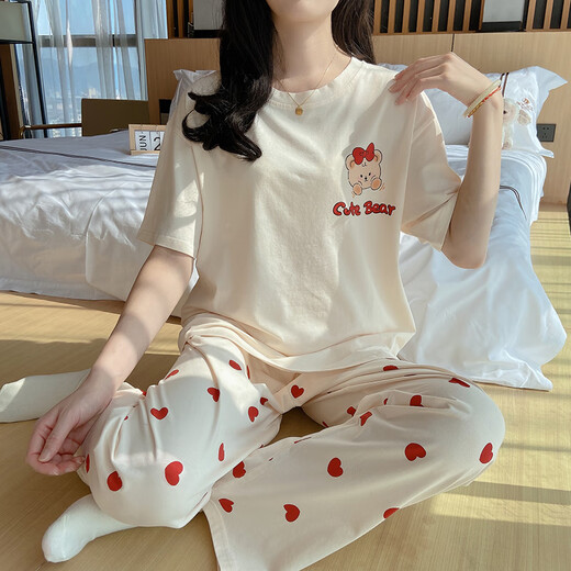 Yalu Женская пижама Summer Pure Cotton 2025 Новый простые простые брюки с коротки