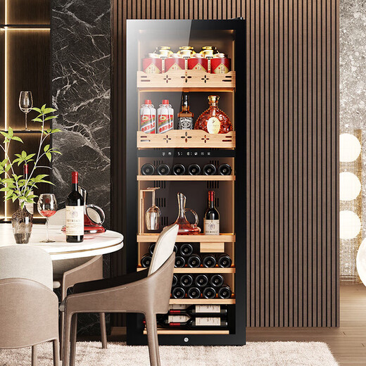 BAIKAILUN wine cabinet constant temperature wine cabinet air-cooled constant temperature moisturizing wine refrigerated storage display cabinet multi-functional household refrigerator sake beer cold bar foreign wine tea cabinet fixed frequency | single temperature | multi-function model 30 bottles thin section