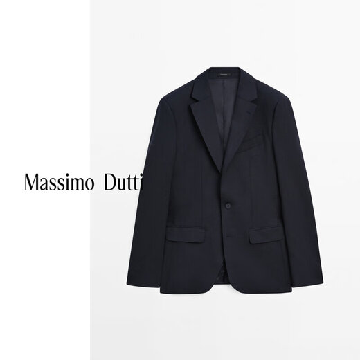 Massimo Dutti autumn new product 2025 men's smart commuter style gentleman wool blended suit jacket 03502502 Navy blue 46 (175/92A) size is small