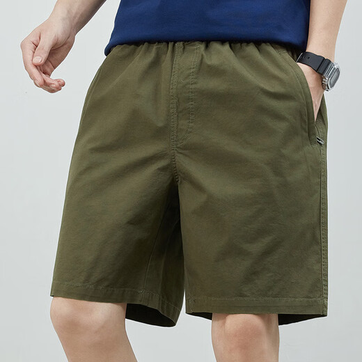 
Dancing with the wolf Summer shorts for men pure cotton solid color casual pants outside wearing men's loose and simple five-point pants men's pants 9215 Navy Blue 3XL