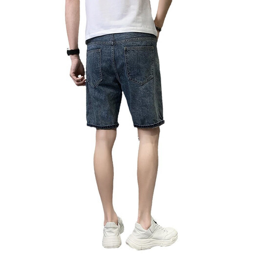 Pushui Fangfang Summer Thin Denim Shorts Мужские модные ретро, промытые пять кубических брюк.