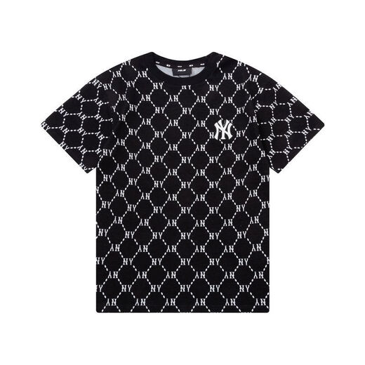 Mlbny Korean Mib Couple Impression complète Diamond Presbytérien T-shirt à manches courtes hommes et femmes Loose Ny Yankees Top Tend à manches mi-manche DT-9923 KAKI S
