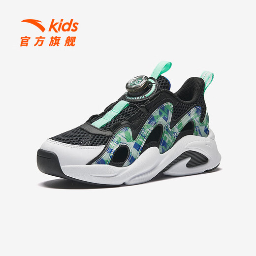 ANTA Children's Frame Shoes Boys Sandals Baotou 2025 Girls Summer New Non-Slip Breathable Large Mesh Beach Shoes Black/Ruoye Green 6991H-4 Boys 33