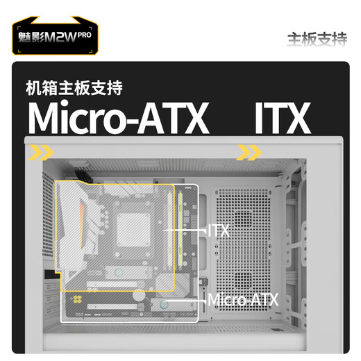 长城（Great Wall）魅影M2W PRO白色电脑机箱（隐藏式金属面板/玻璃侧板/360水冷/12风扇位/双塔热管/宽体/支持5090）
